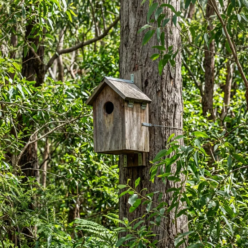 Animal nesting box installed as a humane alternative to a Jacana roof cavity