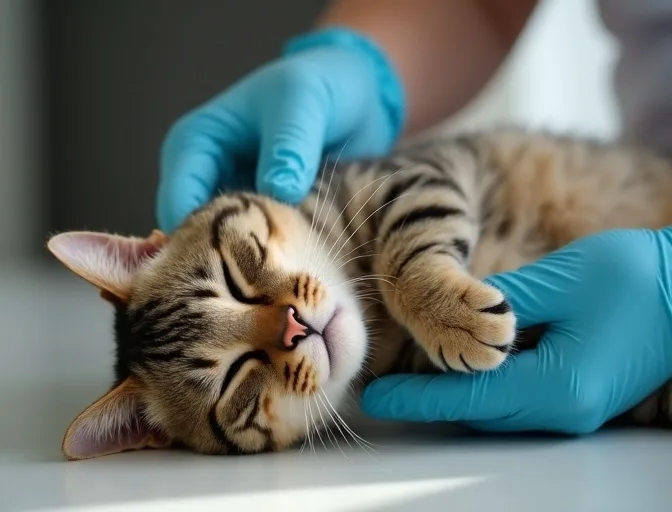 Specialist carefully handling a deceased cat with dignity in Jacana